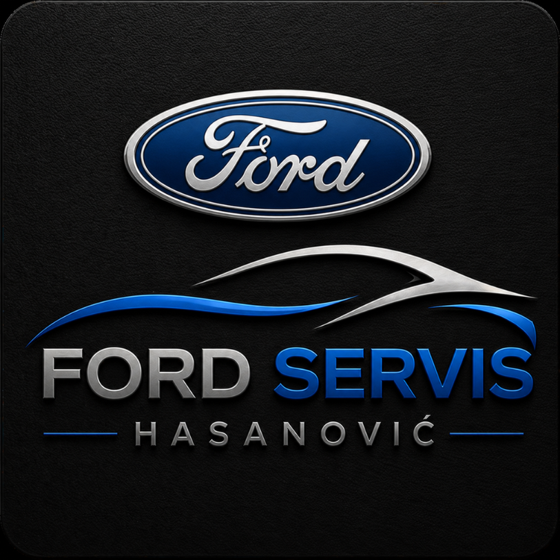 Mehanik izvaja diagnostiko in popravilo vozila v avtoservisu Hasanović, specializiranem za Ford.