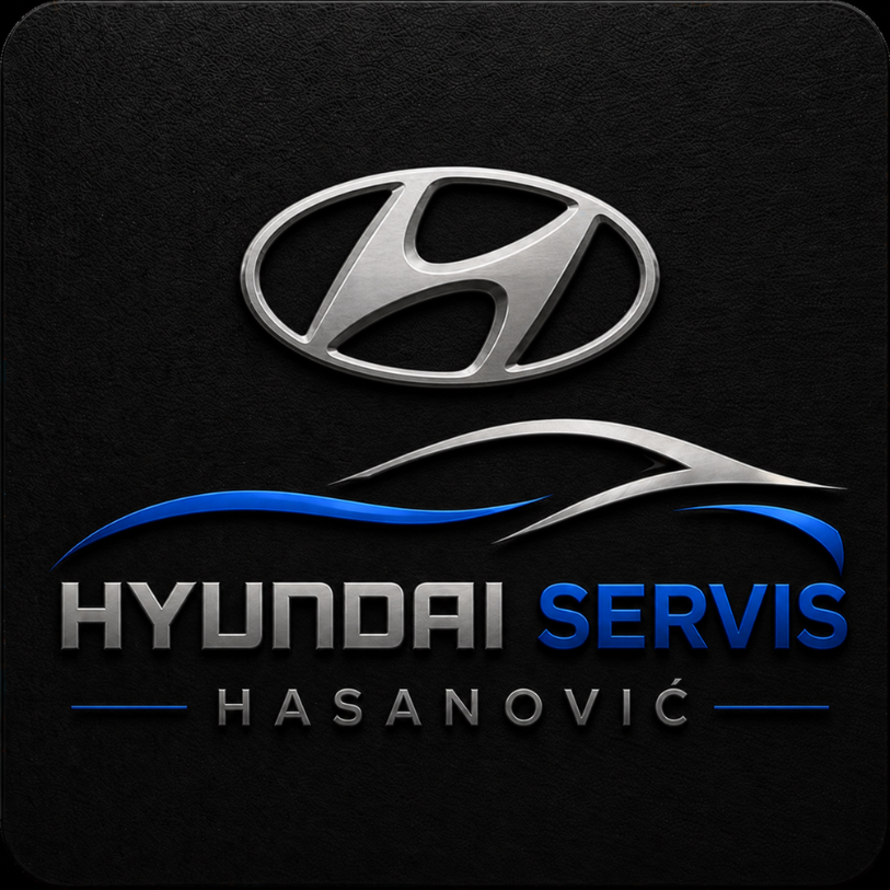 Mehanik pri delu na Hyundai vozilu v avtoservisu Hasanović, osredotočen na diagnostične storitve in popravilo.